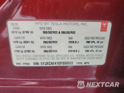 Zdjęcie 13 z 13 samochodu: 2016 TESLA MODEL X VIN:5YJXCAE41GFS00503 - miniatura