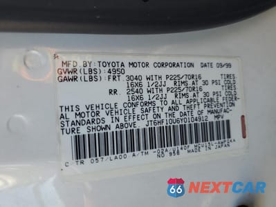 Zdjęcie 13 z 15 samochodu: 2000 LEXUS RX 300 VIN:JT6HF10U6Y0104912 - miniatura