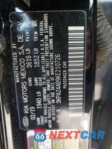 Zdjęcie 13 z 13 samochodu: 2019 KIA RIO S VIN:3KPA24AB9KE210726 - miniatura