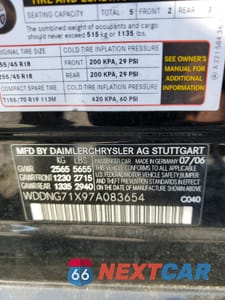 Zdjęcie 12 z 12 samochodu: 2007 MERCEDES-BENZ S 550 VIN:WDDNG71X97A083654 - miniatura