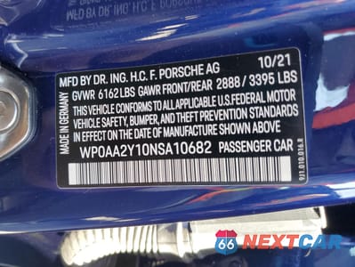 Zdjęcie 13 z 13 samochodu: 2022 PORSCHE TAYCAN VIN:WP0AA2Y10NSA10682 - miniatura