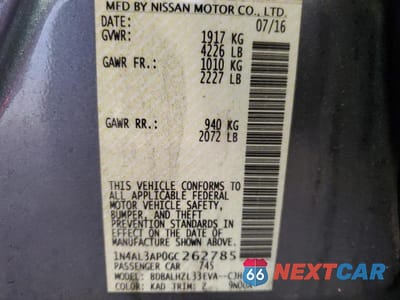 Zdjęcie 12 z 12 samochodu: 2016 NISSAN ALTIMA 2.5 SR VIN:1N4AL3AP0GC262785 - miniatura