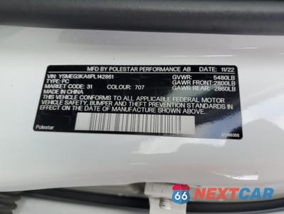 Zdjęcie 12 z 12 samochodu: 2023 POLESTAR 2 VIN:YSMEG3KA6PL142861 - miniatura