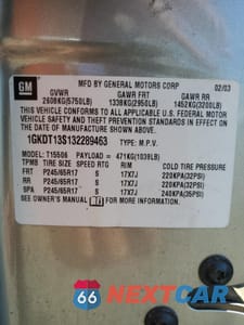 Zdjęcie 13 z 15 samochodu: 2003 GMC ENVOY VIN:1GKDT13S132289463 - miniatura