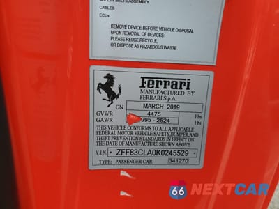 Zdjęcie 12 z 17 samochodu: 2019 FERRARI 812 SUPERFAST VIN:ZFF83CLA0K0245529 - miniatura