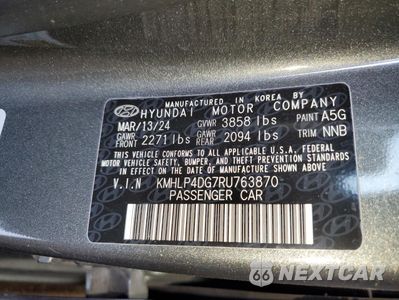 Zdjęcie 12 z 13 samochodu: 2024 HYUNDAI ELANTRA LIMITED VIN:KMHLP4DG7RU763870 - miniatura