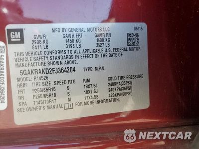 Zdjęcie 14 z 14 samochodu: 2015 BUICK ENCLAVE VIN:5GAKRAKD2FJ364204 - miniatura