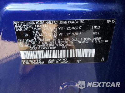 Zdjęcie 14 z 16 samochodu: 2015 TOYOTA RAV4 LE VIN:2T3BFREV4FW398897 - miniatura