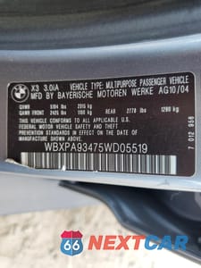 Zdjęcie 13 z 13 samochodu: 2005 BMW X3 3.0I VIN:WBXPA93475WD05519 - miniatura