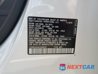 Zdjęcie 13 z 16 samochodu: 2020 VOLKSWAGEN ATLAS CROSS SPORT S VIN:1V2GC2CA0LC202070 - miniatura