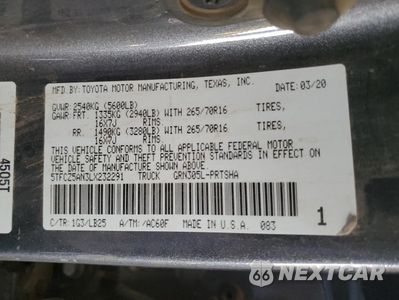 Zdjęcie 12 z 12 samochodu: 2020 TOYOTA TACOMA DOUBLE CAB VIN:5TFCZ5AN3LX232291 - miniatura