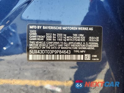 Zdjęcie 12 z 15 samochodu: 2023 BMW X4 M40I VIN:5UX43DT03P9P84643 - miniatura