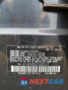 Zdjęcie 13 z 13 samochodu: 2012 SUBARU IMPREZA SPORT LIMITED VIN:JF1GPAR64CH245127 - miniatura