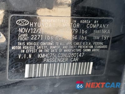 Zdjęcie 13 z 15 samochodu: 2022 HYUNDAI IONIQ SE VIN:KMHC75LC3NU280147 - miniatura