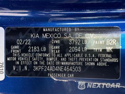 Zdjęcie 15 z 15 samochodu: 2022 KIA FORTE FE VIN:3KPF24AD4NE464503 - miniatura