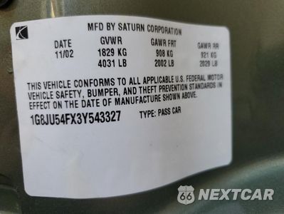 Zdjęcie 12 z 12 samochodu: 2003 SATURN L200 VIN:1G8JU54FX3Y543327 - miniatura