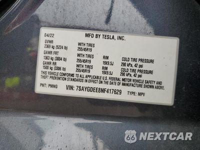 Zdjęcie 13 z 13 samochodu: 2022 TESLA MODEL Y VIN:7SAYGDEE8NF417629 - miniatura