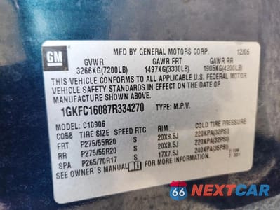 Zdjęcie 13 z 13 samochodu: 2007 GMC YUKON XL C VIN:1GKFC16087R334270 - miniatura