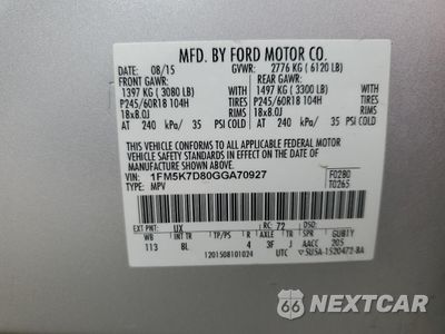 Zdjęcie 12 z 12 samochodu: 2016 FORD EXPLORER XLT VIN:1FM5K7D80GGA70927 - miniatura