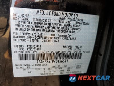 Zdjęcie 12 z 12 samochodu: 2007 FORD FIVE HUNDRED LIMITED VIN:1FAHP25197G156511 - miniatura