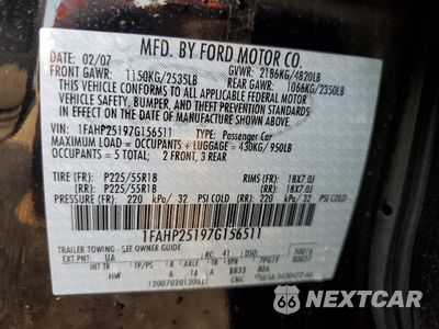 Zdjęcie 12 z 12 samochodu: 2007 FORD FIVE HUNDRED LIMITED VIN:1FAHP25197G156511 - miniatura