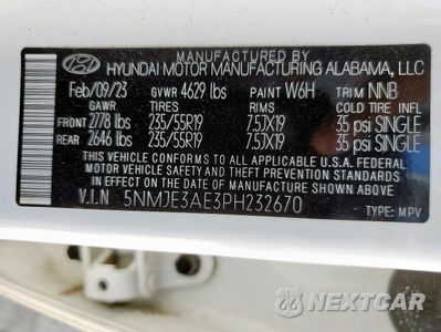 Zdjęcie 13 z 14 samochodu: 2023 HYUNDAI TUCSON LIMITED VIN:5NMJE3AE3PH232670 - miniatura