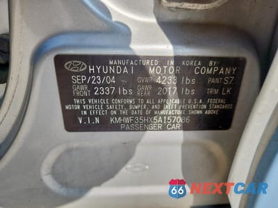 Zdjęcie 12 z 12 samochodu: 2005 HYUNDAI SONATA GLS VIN:KMHWF35HX5A157086 - miniatura