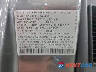 Zdjęcie 13 z 13 samochodu: 2009 VOLKSWAGEN TOUAREG 2 V6 VIN:WVGBE77L19D012372 - miniatura