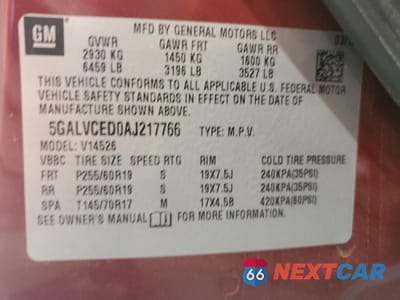 Zdjęcie 13 z 13 samochodu: 2010 BUICK ENCLAVE CXL VIN:5GALVCED0AJ217766 - miniatura