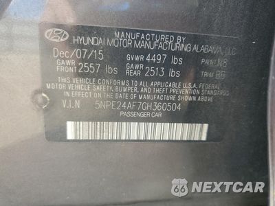 Zdjęcie 12 z 12 samochodu: 2016 HYUNDAI SONATA SE VIN:5NPE24AF7GH360504 - miniatura