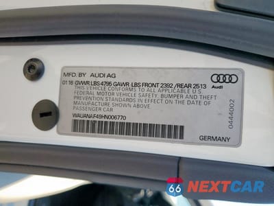 Zdjęcie 12 z 12 samochodu: 2017 AUDI A4 PREMIUM VIN:WAUANAF49HN006770 - miniatura
