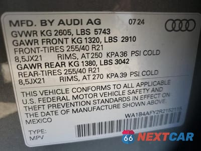 Zdjęcie 13 z 13 samochodu: 2024 AUDI SQ5 PREMIUM PLUS VIN:WA1B4AFY2R2152115 - miniatura