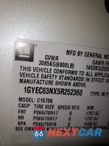 Zdjęcie 13 z 13 samochodu: 2005 CADILLAC ESCALADE LUXURY VIN:1GYEC63NX5R252360 - miniatura
