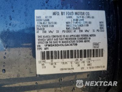 Zdjęcie 14 z 17 samochodu: 2020 FORD EXPLORER XLT VIN:1FMSK8DH3LGA36709 - miniatura