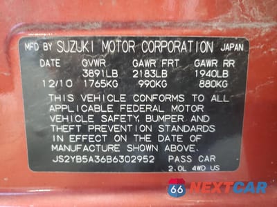 Zdjęcie 12 z 12 samochodu: 2011 SUZUKI SX4 VIN:JS2YB5A36B6302952 - miniatura