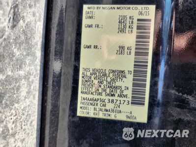 Zdjęcie 12 z 14 samochodu: 2016 NISSAN MAXIMA 3.5S VIN:1N4AA6AP3GC387173 - miniatura