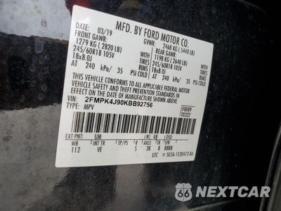 Zdjęcie 13 z 16 samochodu: 2019 FORD EDGE SEL VIN:2FMPK4J90KBB92756 - miniatura
