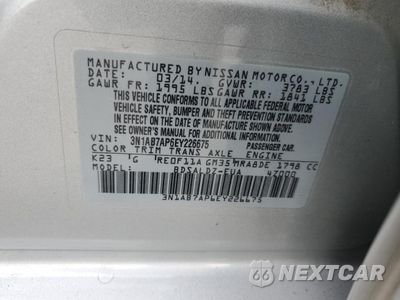 Zdjęcie 12 z 14 samochodu: 2014 NISSAN SENTRA S VIN:3N1AB7AP6EY226675 - miniatura