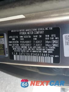 Zdjęcie 13 z 13 samochodu: 2017 HYUNDAI SANTA FE SPORT 2.4L VIN:5XYZTDLB5HG418482 - miniatura