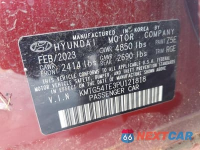 Zdjęcie 12 z 12 samochodu: 2023 GENESIS G70 BASE VIN:KMTG54TE3PU121818 - miniatura