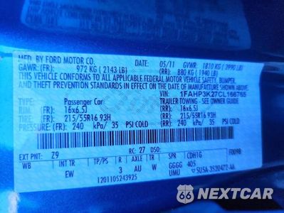 Zdjęcie 13 z 13 samochodu: 2012 FORD FOCUS SE VIN:1FAHP3K27CL166765 - miniatura