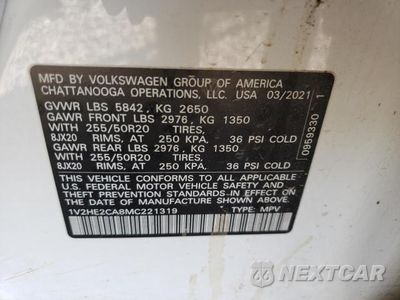 Zdjęcie 13 z 13 samochodu: 2021 VOLKSWAGEN ATLAS CROSS SPORT SE VIN:1V2HE2CA8MC221319 - miniatura