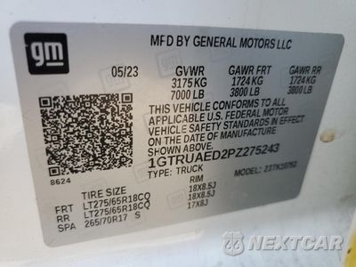 Zdjęcie 12 z 13 samochodu: 2023 GMC SIERRA K1500 VIN:1GTRUAED2PZ275243 - miniatura