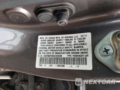 Zdjęcie 12 z 12 samochodu: 2012 HONDA CIVIC LX VIN:19XFB2F59CE323638 - miniatura