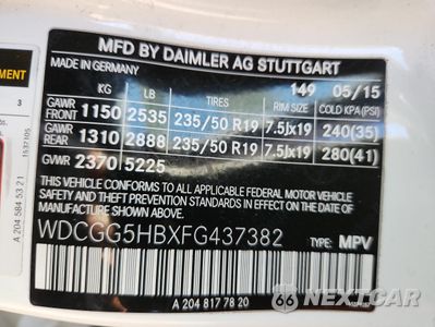 Zdjęcie 13 z 13 samochodu: 2015 MERCEDES-BENZ GLK 350 VIN:WDCGG5HBXFG437382 - miniatura