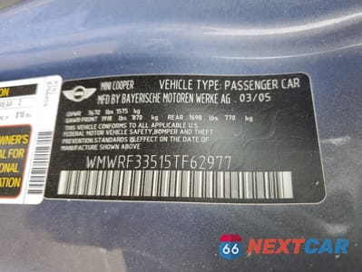 Zdjęcie 13 z 13 samochodu: 2005 MINI COOPER VIN:WMWRF33515TF62977 - miniatura