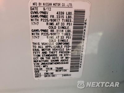 Zdjęcie 13 z 13 samochodu: 2013 NISSAN ROGUE S VIN:JN8AS5MT4DW508446 - miniatura
