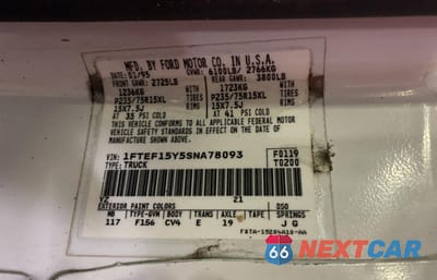 Zdjęcie 10 z 14 samochodu: 1995 FORD F150 VIN:1FTEF15Y5SNA78093 - miniatura