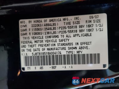 Zdjęcie 12 z 12 samochodu: 2008 ACURA RDX TECHNOLOGY VIN:5J8TB18518A004174 - miniatura