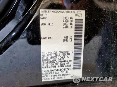Zdjęcie 12 z 12 samochodu: 2022 NISSAN ALTIMA SV VIN:1N4BL4DVXNN408700 - miniatura